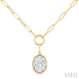 1/4 Ctw Lovebright Oval Shape Round Cut Diamond Paperclip Necklace in 14K Yellow & White Gold
