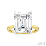 1/10 Ctw Emerald Shape Round Cut Diamond Semi Mount Engagement Ring in 14K Yellow and White Gold