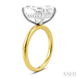 1/10 Ctw Emerald Shape Round Cut Diamond Semi Mount Engagement Ring in 14K Yellow and White Gold