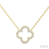 1/8 Ctw Petite Clover Round Cut Diamond Fashion Pendant With Chain in 14K Yellow Gold