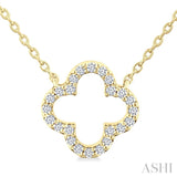 1/8 Ctw Petite Clover Round Cut Diamond Fashion Pendant With Chain in 14K Yellow Gold