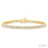 5 1/2 Ctw North-South Bezel Set Emerald Cut Diamond Tennis Bracelet in 14K Yellow Gold