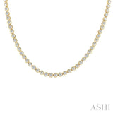 10 Ctw Illusion Round Cut Diamond Eternity Tennis Necklace in 14K Yellow Gold