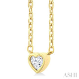 1/6 Ctw Petite Bezel Set Heart Shape Diamond Fashion Pendant With Chain in 10K Yellow Gold