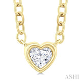 1/6 Ctw Petite Bezel Set Heart Shape Diamond Fashion Pendant With Chain in 10K Yellow Gold