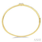 1 Ctw Emerald Shape Fusion Baguette and Round Cut Diamond Stackable Bangle in 14K Yellow and White Gold