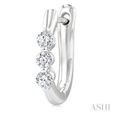 1/3 Ctw 3-Stone Round Cut Diamond Fashion Hoop Earring in 14K White Gold