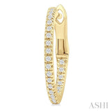 1/6 ctw Inside & Outside Round Cut Diamond Hoop Earring in 10K Yellow Gold
