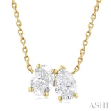 3/4 Ctw Toi Et Moi Oval and Pear Cut Diamond Pendant in 14K Yellow Gold