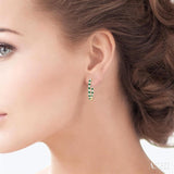 1.8 MM Emerald and 1/2 Ctw Round Cut Inside-Out Diamond Precious Hoop Earrings in 14K Yellow Gold