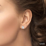 1/6 Ctw Petite Tri-Stone Scatter Princess, Baguette & Round Cut Diamond Fashion Stud Earrings in 10K White Gold