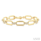 1 1/10 Ctw Round Cut Diamond Paperclip Link Fashion Bracelet in 14K Yellow Gold