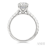 1/20 Ctw Oval Shape Round Cut Diamond Semi-Mount Engagement Ring in 14K White Gold