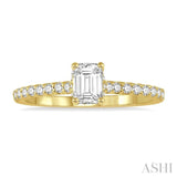 1/5 ctw Emerald Shape Round Cut Diamond Semi Mount Engagement Ring in 14K Yellow Gold