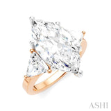 1 1/10 Ctw Marquise Shape Trillion and Round Cut Diamond Semi-Mount Engagement Ring in 14K Rose and White Gold