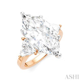 1 1/10 Ctw Marquise Shape Trillion and Round Cut Diamond Semi-Mount Engagement Ring in 14K Rose and White Gold