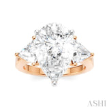 1 1/10 Ctw Pear Shape Trillion Cut & Round Cut Diamond Semi-Mount Engagement Ring in 14K Rose and White Gold