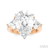 1 1/10 Ctw Pear Shape Trillion Cut & Round Cut Diamond Semi-Mount Engagement Ring in 14K Rose and White Gold