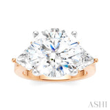 1 1/10 Ctw Circular Shape Trillion and Round Cut Diamond Semi-Mount Engagement Ring in 14K Rose and White Gold