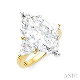 1 1/10 Ctw Marquise Shape Trillion and Round Cut Diamond Semi-Mount Engagement Ring in 14K Yellow and White Gold