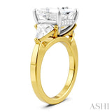 1 Ctw Princess Shape Trillion Cut & Round Cut Diamond Semi Mount Engagement Ring in 14K Yellow and White Gold