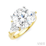 1 1/10 Ctw Circular Shape Trillion and Round Cut Diamond Semi-Mount Engagement Ring in 14K Yellow and White Gold