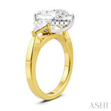 1/2 Ctw Pear Shape Trillion Cut & Round Cut Diamond Semi-Mount Engagement Ring in 14K Yellow and White Gold