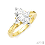 1/4 Ctw Marquise Shape Trillion and Round Cut Diamond Semi Mount Engagement Ring in 14K Yellow and White Gold