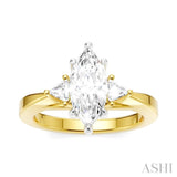 1/4 Ctw Marquise Shape Trillion and Round Cut Diamond Semi Mount Engagement Ring in 14K Yellow and White Gold