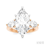 1 1/10 Ctw Tri-Mount Marquise Shape Center Pear and Round Cut Diamond Semi-Mount Engagement Ring in 14K Rose and White Gold