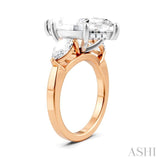 1 Ctw Tri-Mount Marquise Shape Center Pear and Round Cut Diamond Semi Mount Engagement Ring in 14K Rose and White Gold