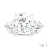 1 1/10 Ctw Tri-Mount Circular Shape Center Pear and Round Cut Diamond Semi-Mount Engagement Ring in 14K White Gold