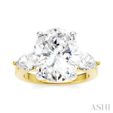 1 1/10 Ctw Tri-Mount Oval Shape Center Pear and Round Cut Diamond Semi-Mount Engagement Ring in 14K Yellow and White Gold