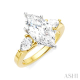 1/2 Ctw Tri-Mount Marquise Shape Center Pear and Round Cut Diamond Semi Mount Engagement Ring in 14K Yellow and White Gold