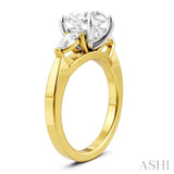 1/2 Ctw Tri-Mount Circular Shape Center Pear and Round Cut Diamond Semi Mount Engagement Ring in 14K Yellow and White Gold