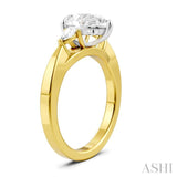 1/4 ctw Tri-Mount Centerpiece Pear and Round Cut Diamond Semi Mount Engagement Ring in 14K Yellow and White Gold