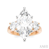 1 1/10 Ctw Tri-Mount Marquise Shape Center Round Cut Diamond Semi-Mount Engagement Ring in 14K Rose and White Gold