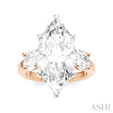 1 1/10 Ctw Tri-Mount Marquise Shape Center Round Cut Diamond Semi-Mount Engagement Ring in 14K Rose and White Gold