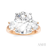 1 Ctw Tri-Mount Past, Present and Future Oval Shape Center Round Cut Diamond Semi Mount Engagement Ring in 14K Rose and White Gold