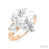 1 Ctw Tri-Mount Pear Shape Round Cut Diamond Semi Mount Engagement Ring in 14K Rose and White Gold