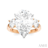 1 Ctw Tri-Mount Pear Shape Round Cut Diamond Semi Mount Engagement Ring in 14K Rose and White Gold
