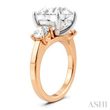 1 ctw Tri-Mount Past, Present and Future Round Cut Diamond Semi Mount Engagement Ring in 14K Rose and White Gold
