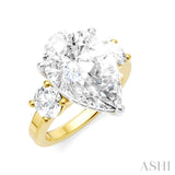 1 1/10 Ctw Tri-Mount Pear Shape Round Cut Diamond Semi-Mount Engagement Ring in 14K Yellow and White Gold