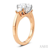 1/2 Ctw Tri-Mount Past, Present and Future Oval Shape Center Round Cut Diamond Semi-Mount Engagement Ring in 14K Rose and White Gold