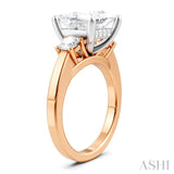 1/2 Ctw Tri-Mount Princess Shape Round Cut Diamond Semi Mount Engagement Ring in 14K Rose and White Gold