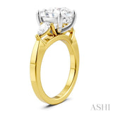 1/2 Ctw Tri-Mount Oval Shape Center Pear and Round Cut Diamond Semi Mount Engagement Ring in 14K Yellow and White Gold