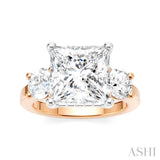 1 1/10 Ctw Tri-Mount Princess Shape Round Cut Diamond Semi-Mount Engagement Ring in 14K Rose and White Gold