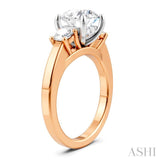 1/2 Ctw Tri-Mount Past, Present and Future Round Cut Diamond Semi-Mount Engagement Ring in 14K Rose and White Gold