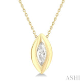 1/3 Ctw Bezel Set Marquise Cut Diamond Bubble Fashion Pendant With Chain in 14K Yellow Gold