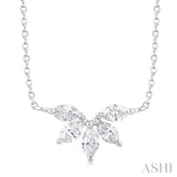 1/3 Ctw Semi-Circle Chevron Marquise Cut Diamond Fashion Necklace in 14K White Gold